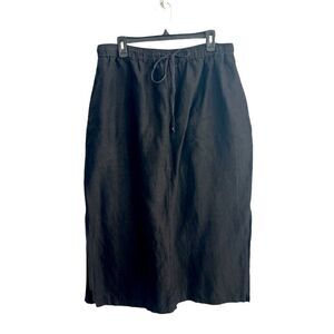 Women’s Plus size 22 linen blend Black Maxi Skirt with elastic waist